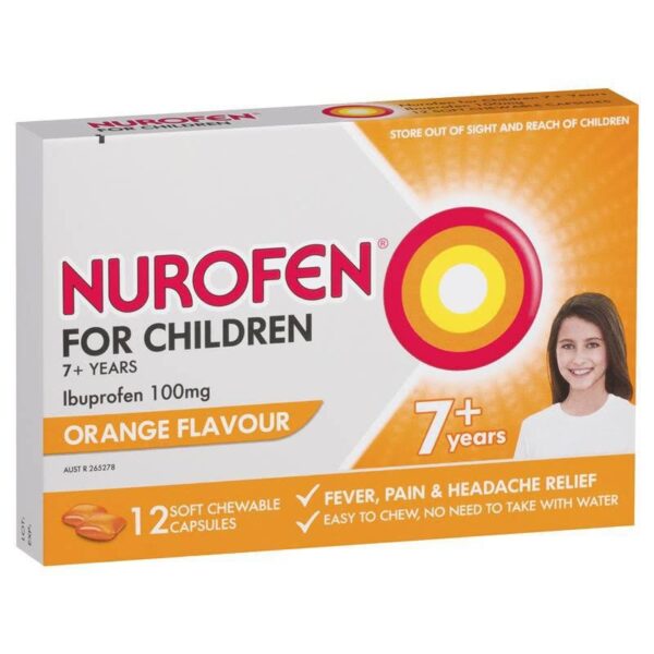 Nurofen Ibuprofen Orange For Children 7+100mg 12 pack