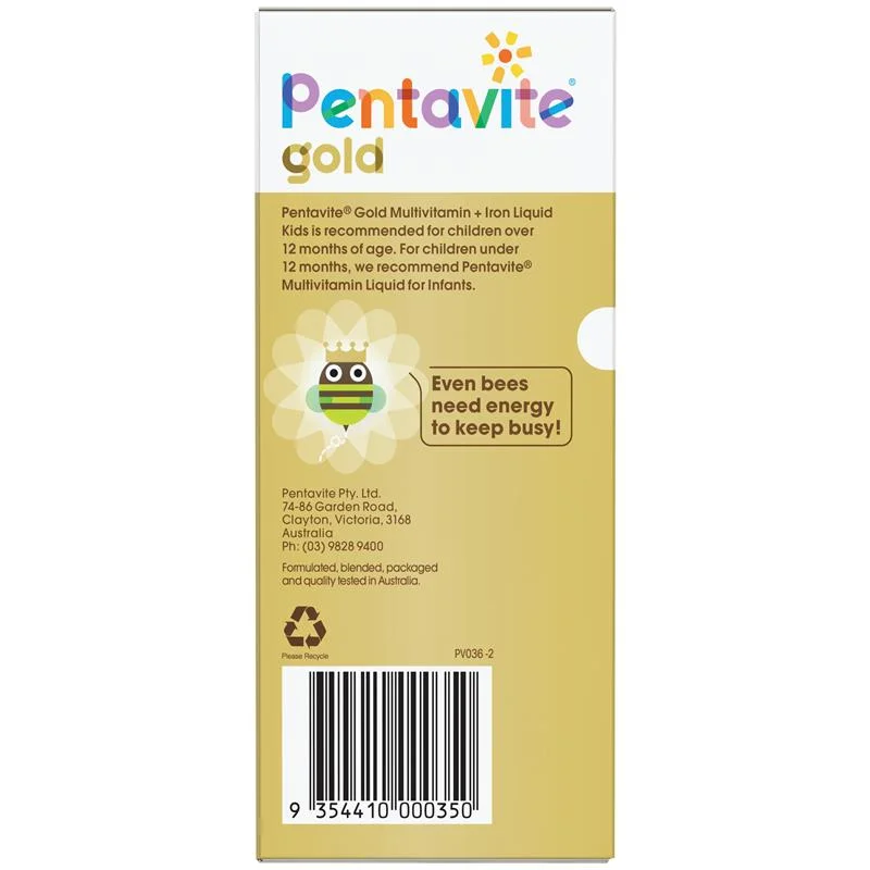 Pentavite Gold Multivitamin + Iron Liquid For Kids