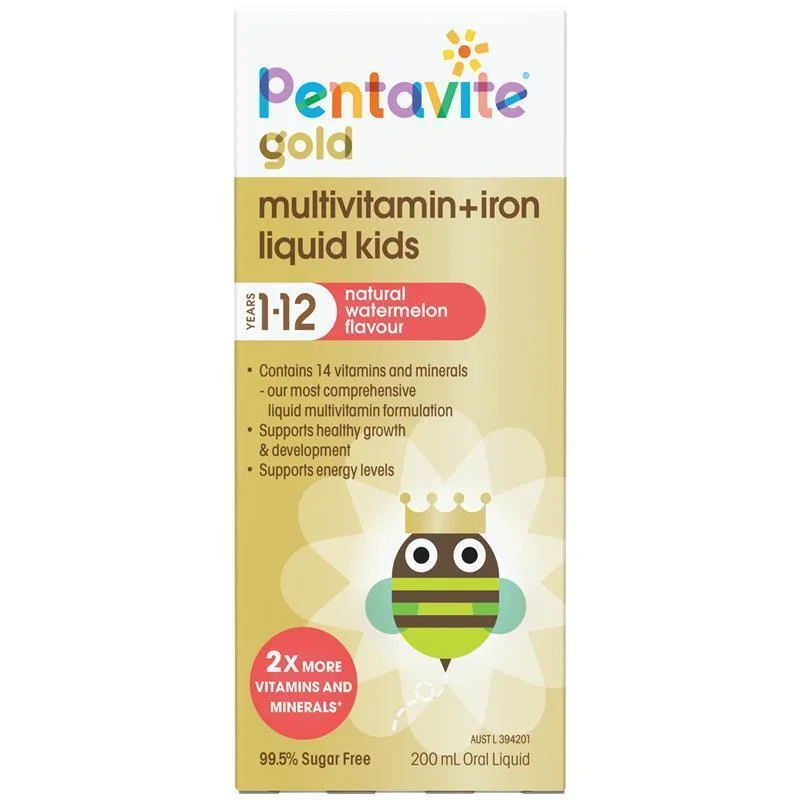 Pentavite Gold Multivitamin + Iron Liquid For Kids