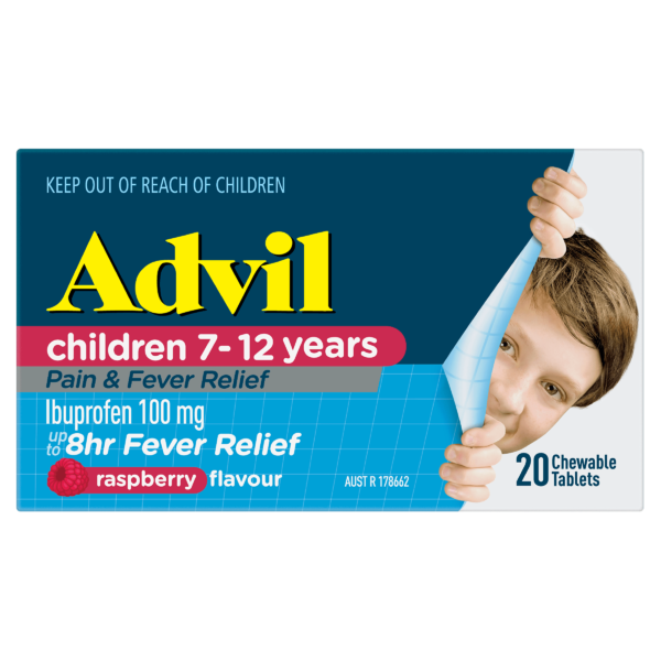 Advil Chewable Raspberry Tablets 20s