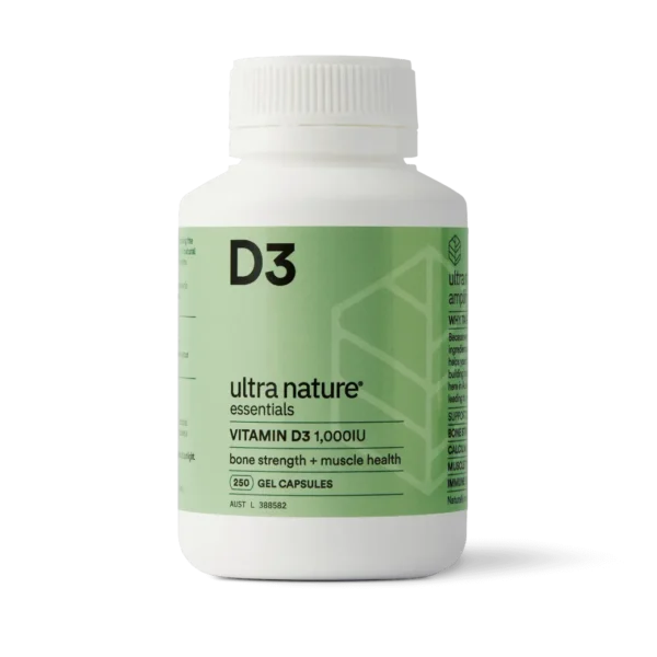 Ultra Nature Essentials: Vitamin D3 1000IU - 250 Gel Capsules