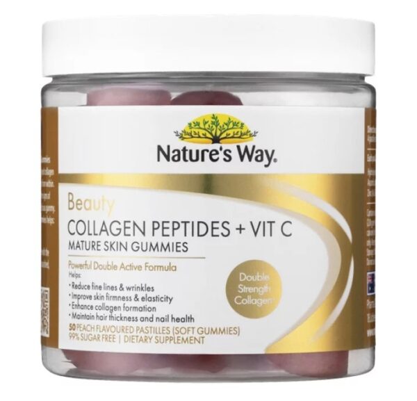 Nature's Way Beauty Collagen Peptides + Vit C Mature Skin 50 Peach Flavoured Pastilles