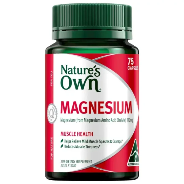 Nature's Own Magnesium (Magnesium Chelate 110mg) for Muscle Health 75 Capsules