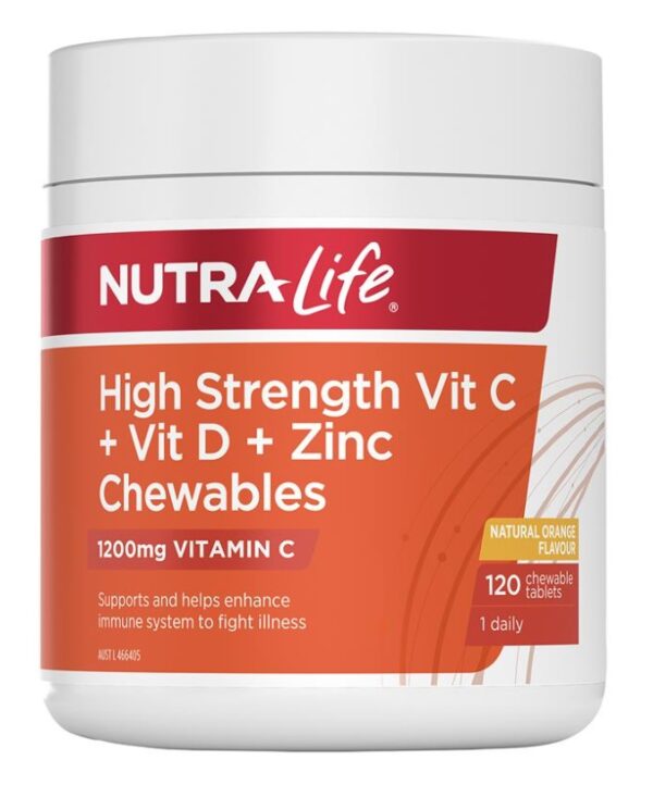 Nutra-Life Vit C+D+Zinc Chewable 120 Tablets