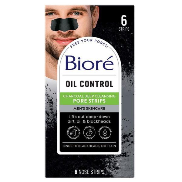 Biore Men's Charcoal Deep Cleansing Pore Strips 6 Pack