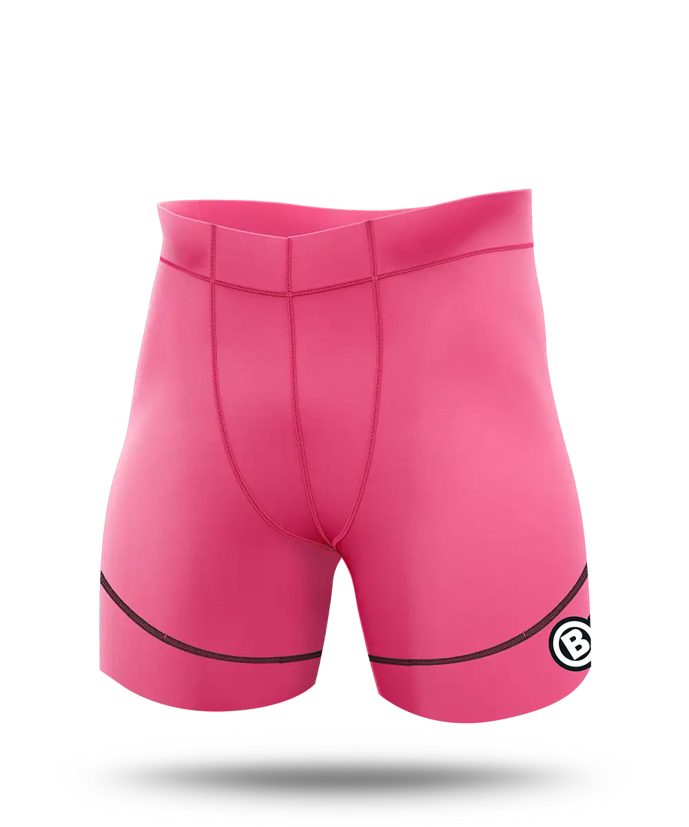 BSc Athlete Compression Half Quad Shorts Mens Pink