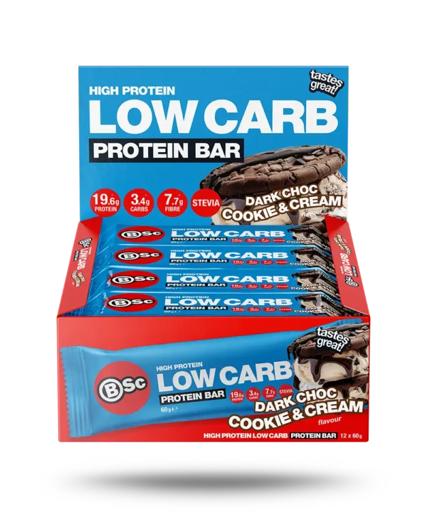 BSc High Protein Low Carb Protein Bar Dark Choc Cookies & Cream 12P