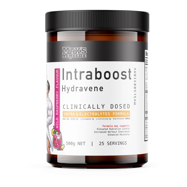 Max's Lab Series Intraboost Hydravene Wild Raspberry 25 Serves 500g