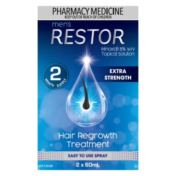 Restor Men's Extra Strength Minoxidil 5% Hair Regrowth Treatment Spray 60ml