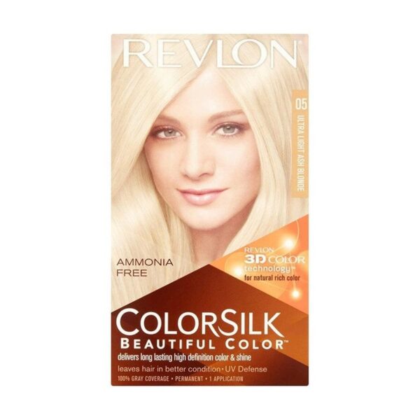 Revlon ColorSilk Beautiful Color Ultra Ash Blonde Hair Dye 05 Shade 75ml Kit