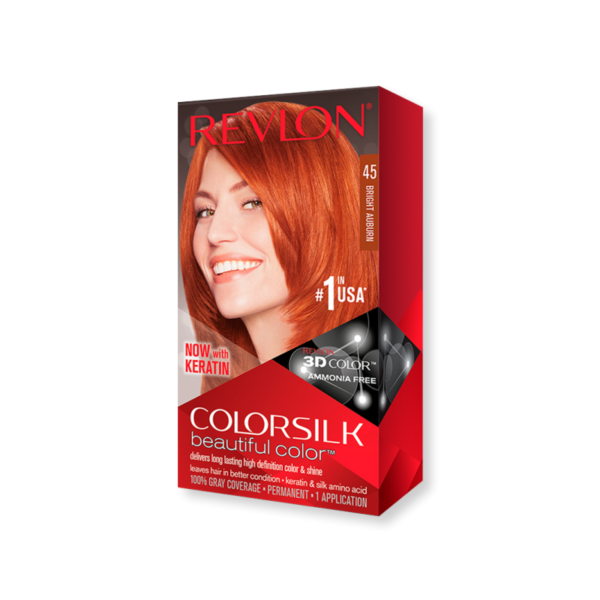 3x BUNDLE! Revlon ColorSilk Permanent Hair Color 45 Bright Auburn