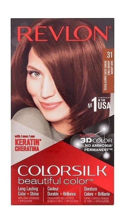 3X BUNDLE!  Revlon ColorSilk Beautiful Color 31 Dark Auburn Ammonia Free Hair Dye (Copy)