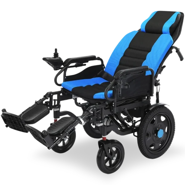Equipmed PowerCruise LongRange XL Electric Wheelchair, Blue/Black